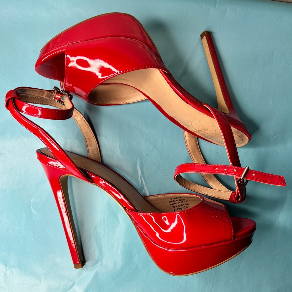 Mix No. 6 Storlie Red Patent Platform Stilettos Size 8 - Picture 7 of 10